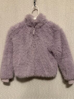 art class Lilac Faux Fur Puffer Jacket for Kids